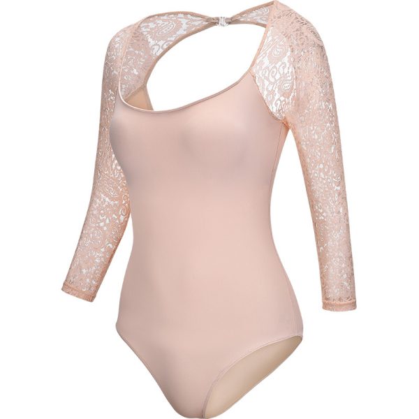 One-Piece Suit Female Round Neck Three-Quarter Sleeve Lace Aerial Yoga Suit Teacher Professional Ballet Practice Suit - Image 3