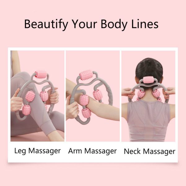 U Shape Trigger Point Massage Roller Full Body Massage Tool Arm Leg Neck Muscle Massager 4 Wheels Fitness Device For Sports - Image 4