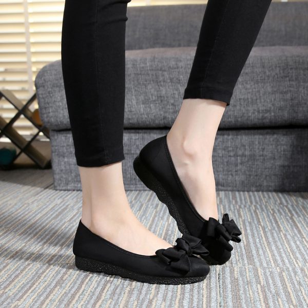 Womens flats Shoes ballet Slip On Bow Round Toe  Ballerina - Image 4