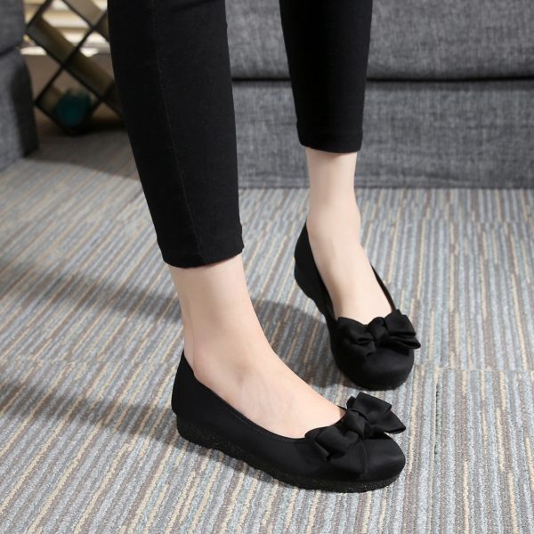 Womens flats Shoes ballet Slip On Bow Round Toe  Ballerina - Image 3