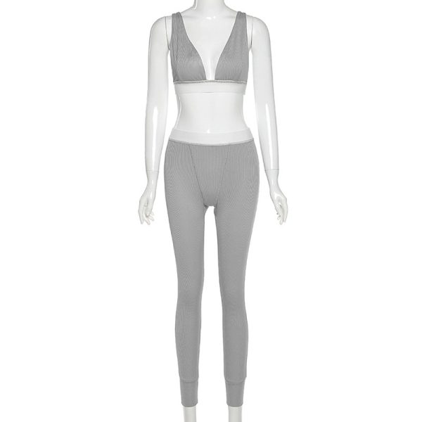 Deep V high waist sports suit - Image 6