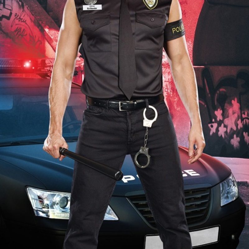 Handsome Sleeveless Shirt Male Police Stage Costume