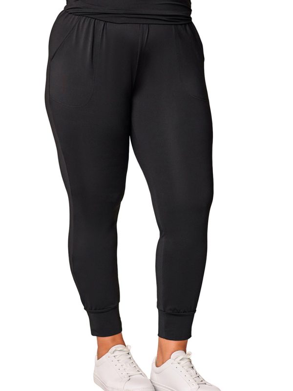 Casual Plus Size Fitness Cropped Tight Solid Color High Waist Leggings Women - Image 6