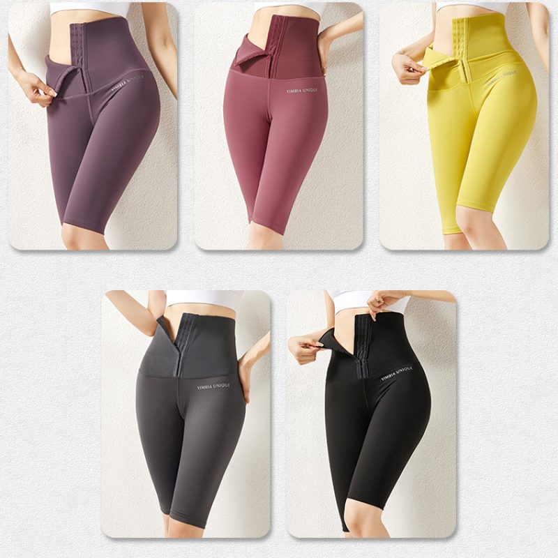 Knee Length Yoga Pants Women Compression Corset Stretch Peach Hip Running Leggings Fitness Tight Sweatpants