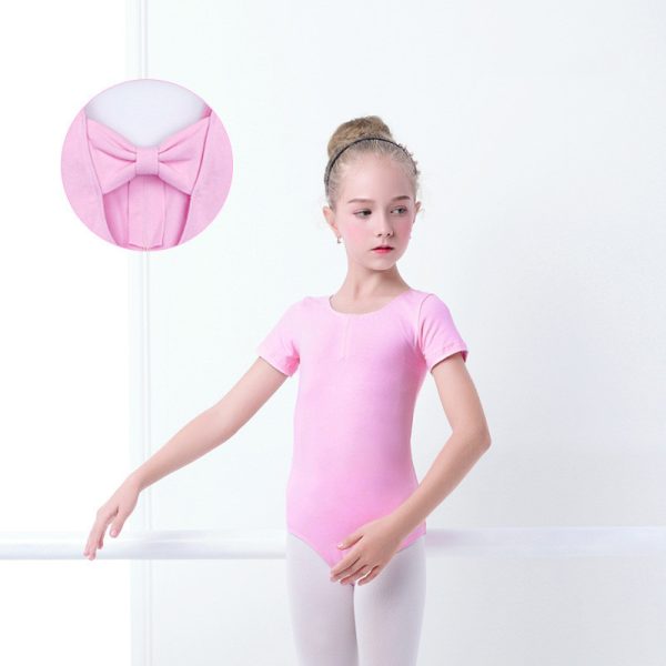 Girls' Solid Color Short-sleeved Dance Jumpsuit - Image 2