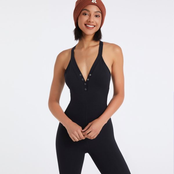 Yoga Jumpsuit Women's Fitness Dance With Chest Pad Ballet Unitard - Image 3