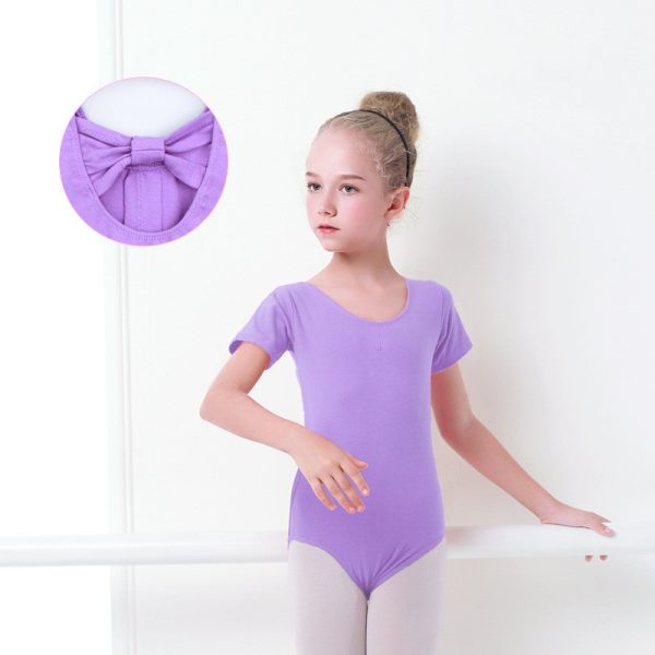 Girls' Solid Color Short-sleeved Dance Jumpsuit - Image 4