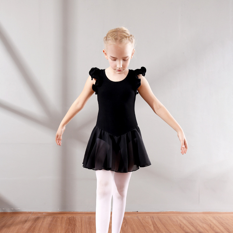 Children Dance Exercise Clothing Autumn And Winter Flounced Sleeve Ballet Clothes Children’s Chiffon Dancing Dress Dance Performance Clothing