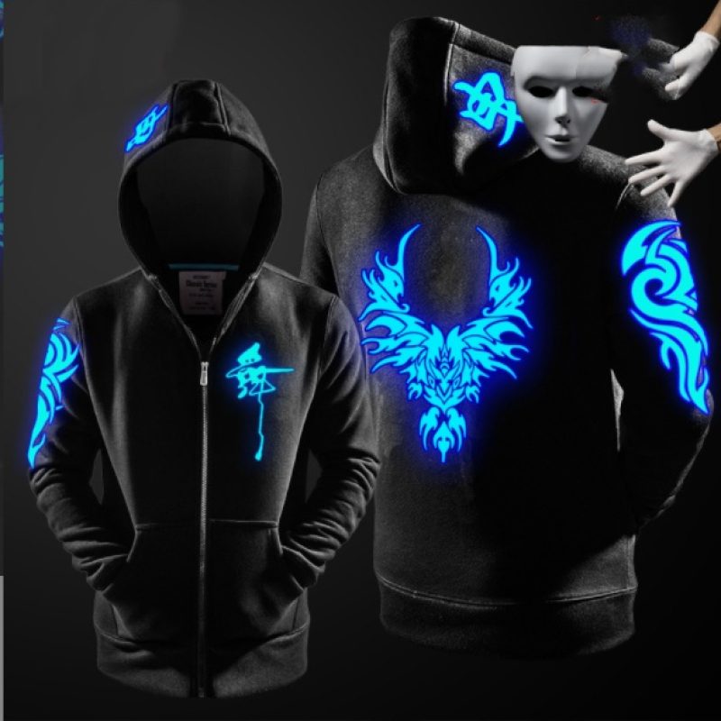 Fashion Ghost Dance Zipper Luminous Sweatshirt