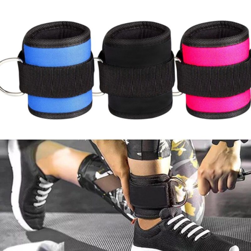 New D-ring Ankle Strap Buckle Adjustable Ankle Weights Gym Leg Ankle Cuffs Power Weight Lifting Fitness Rope 1/2PC