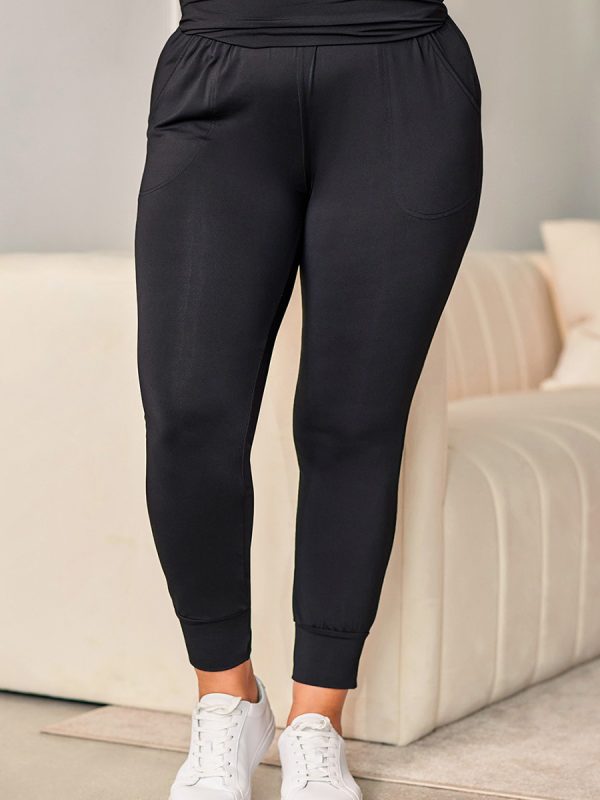 Casual Plus Size Fitness Cropped Tight Solid Color High Waist Leggings Women - Image 8