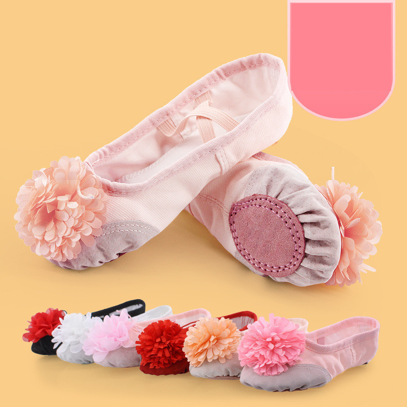 Children’s Flat-bottomed Exercise Flower Ballet Shoes