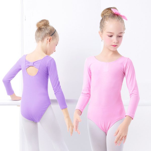 Girls' Solid Color Short-sleeved Dance Jumpsuit - Image 8