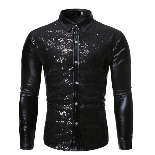 Nightclub Multicolor Shirt Cool Sequin Gilded Dance Outfit - Image 3