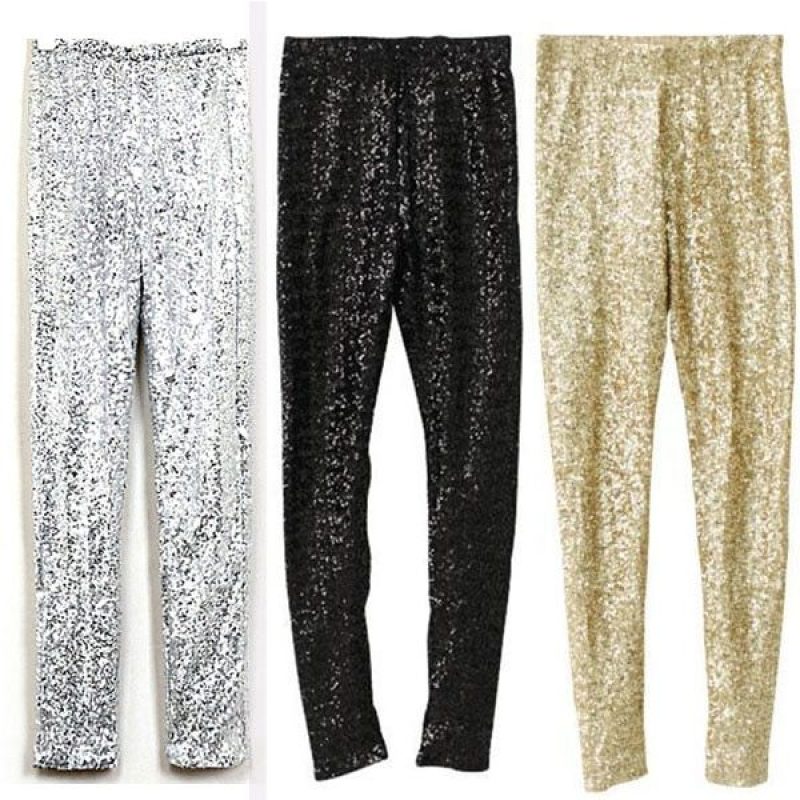 Original single female gold sequined leggings large size full sequin pants Korean version of the tide slim slimming pants