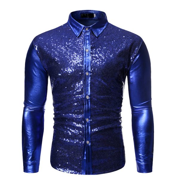 Nightclub Multicolor Shirt Cool Sequin Gilded Dance Outfit - Image 4