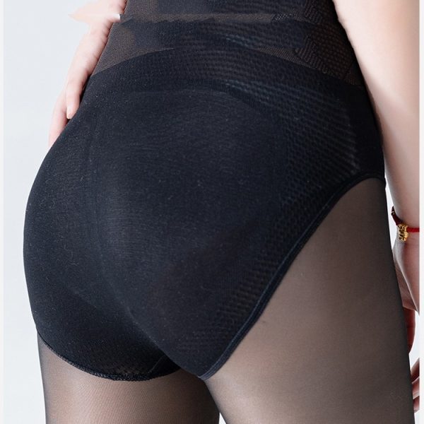 Black Silk Transparent Women's High Waist Belly Compression Leggings - Image 4