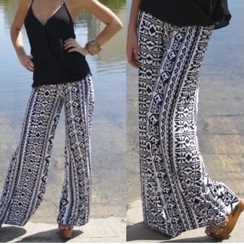 Summer new European and American big-name printed straight pants trousers