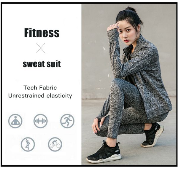 Blast Sweat Suit Black Technology Sweat Suit Women Suit Long Sleeve Top Trousers - Image 3