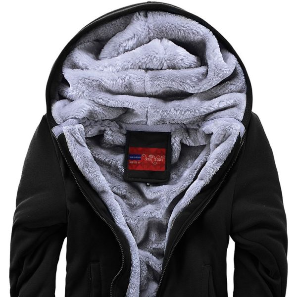 Plus Fleece Sweater Men S Casual Sport Fleece Hooded Jackets - Image 5