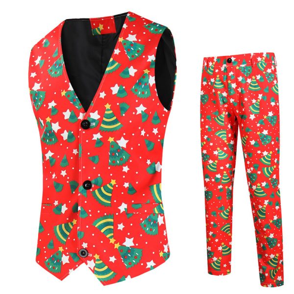 Men's One Button Printed Suit Christmas Casual Suit - Image 2