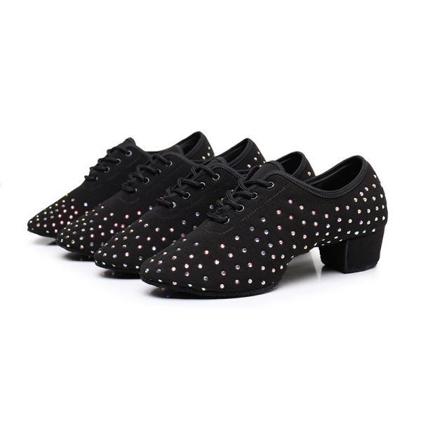 Women's Latin Dance Oxford Cloth Full Diamond Shoes - Image 3