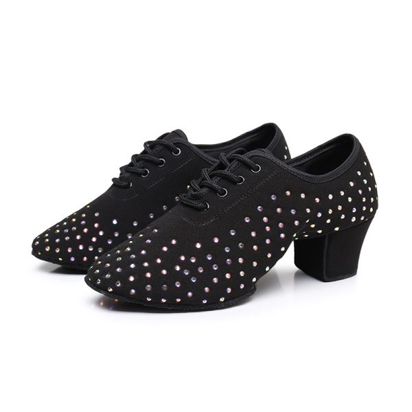 Women's Latin Dance Oxford Cloth Full Diamond Shoes - Image 9