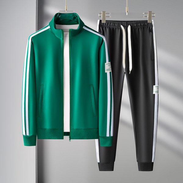 Men's Sport Cardigan Zipper Two-piece Set - Image 2