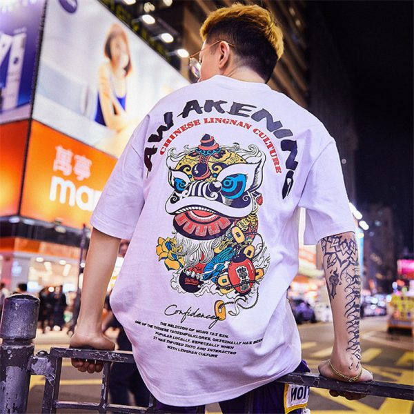 Street Loose Hip-hop T-shirt Lion Dance - Image 3