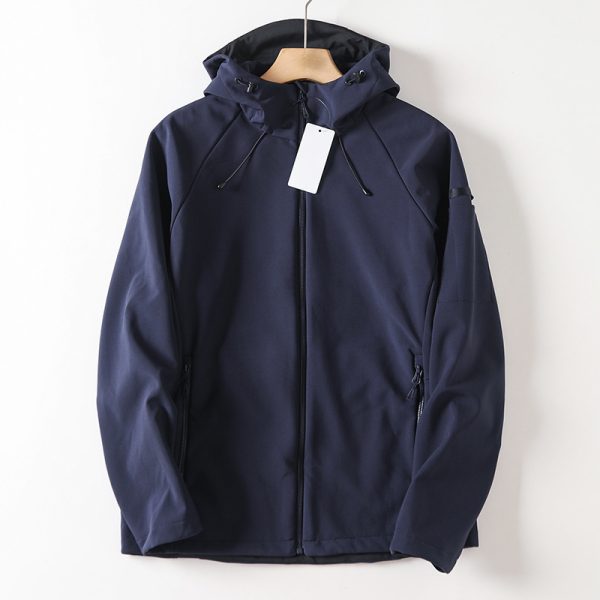 Windproof Men's Fleece-lined Soft Case Hooded Jacket - Image 2