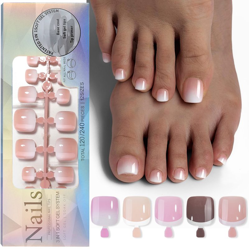 French Nail Finished Wear Nail Frosted Toe Nail Patch