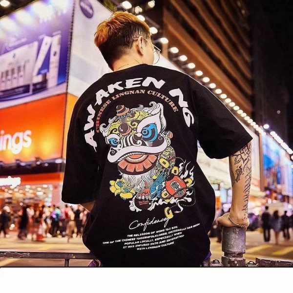 Street Loose Hip-hop T-shirt Lion Dance - Image 5