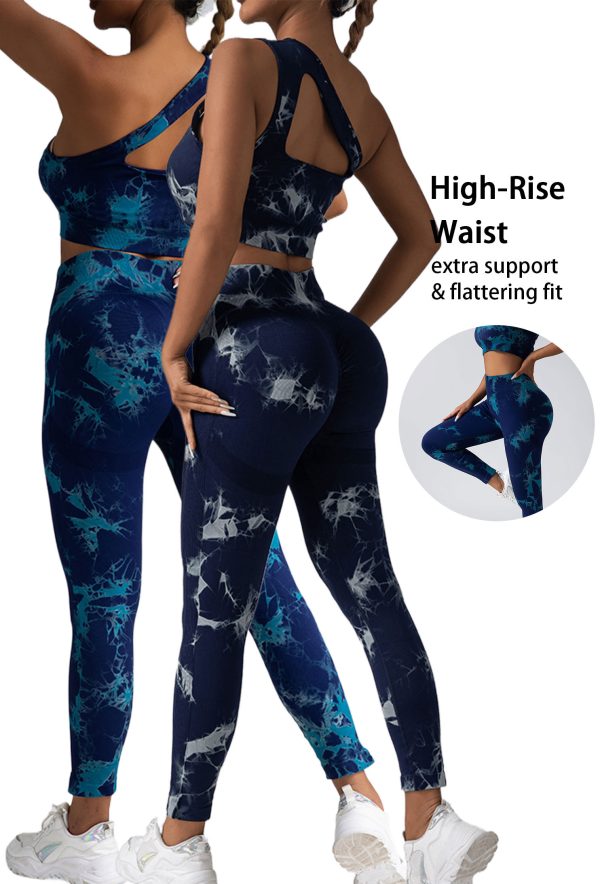 2 Pack Womens Workout Leggings Tie Dye High Waisted Yoga Pants Seamless Scrunch Butt Lifting Compression Tights - Image 10