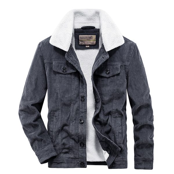 Winter Corduroy Coat Cotton-padded Jacket For Men - Image 6