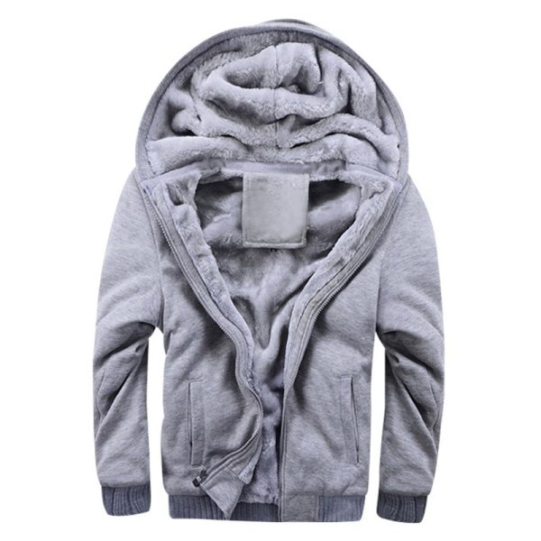 Plus Fleece Sweater Men S Casual Sport Fleece Hooded Jackets - Image 4