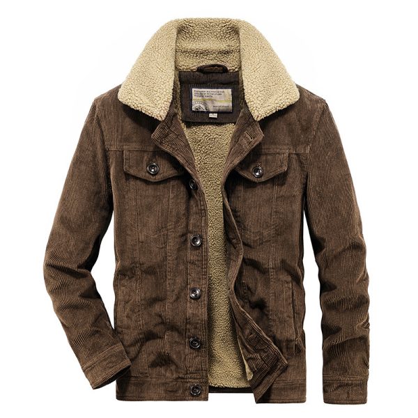 Winter Corduroy Coat Cotton-padded Jacket For Men - Image 3