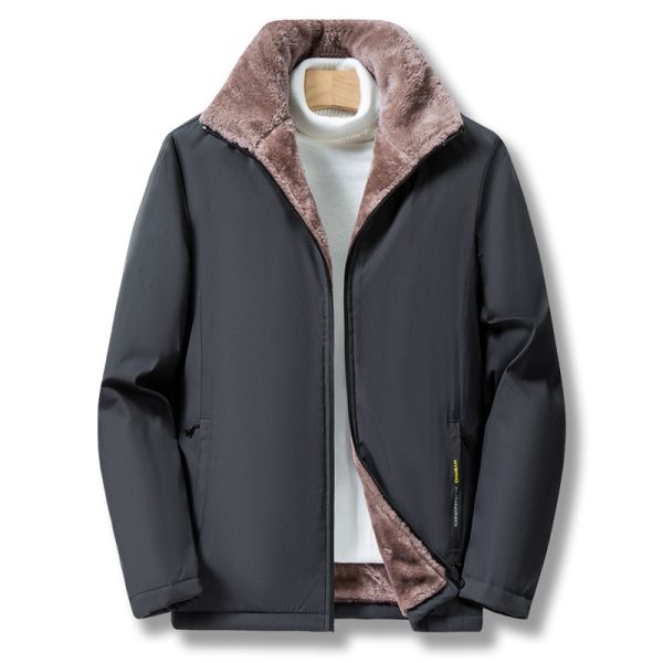 Lamb Velvet Jacket Men's Winter Middle-aged And Elderly Stand-up Collar - Image 2