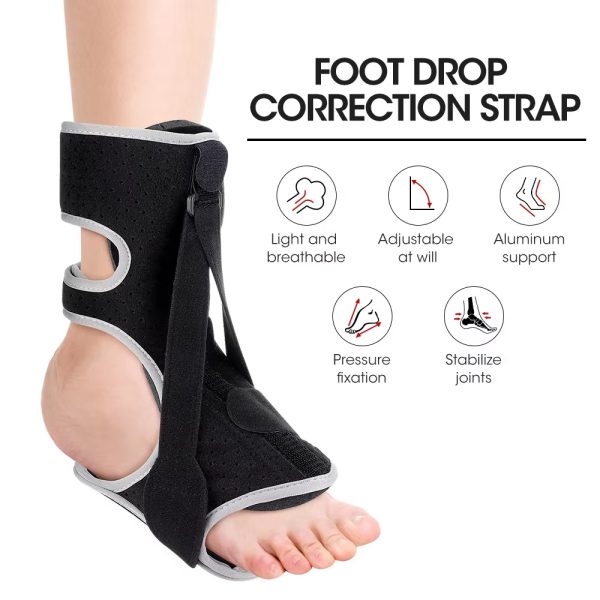 Adjustable Foot Drop Steel Plate Support, Ankle Anti-Sprain Fixed Brace, Correction Belt, Foot Drop Orthosis