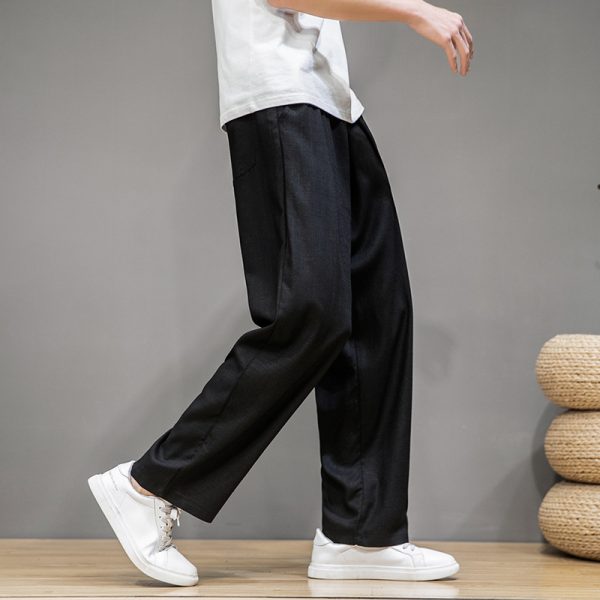 Loose Straight Wide Leg Men's Linen Casual Sports Trousers - Image 6