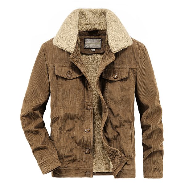 Winter Corduroy Coat Cotton-padded Jacket For Men - Image 4