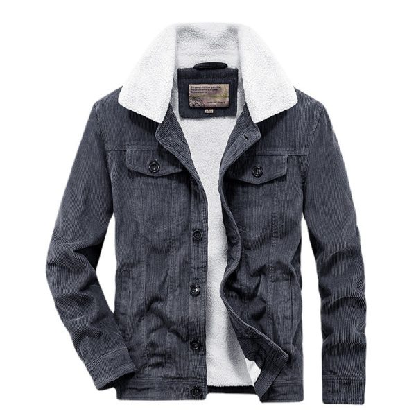 Winter Corduroy Coat Cotton-padded Jacket For Men - Image 5