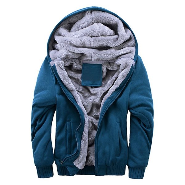 Plus Fleece Sweater Men S Casual Sport Fleece Hooded Jackets - Image 3