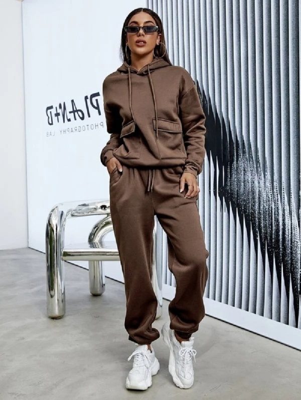 Solid Color Two Piece Suit Fleece Sports Suit