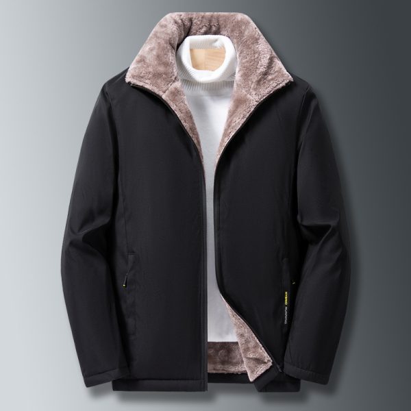 Lamb Velvet Jacket Men's Winter Middle-aged And Elderly Stand-up Collar - Image 4