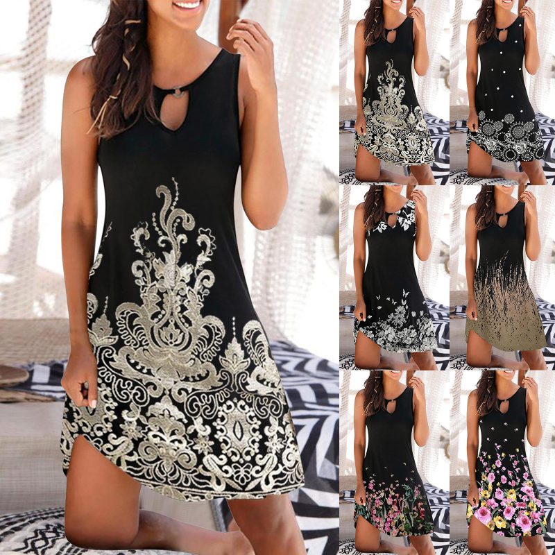 Mid Skirt Women’s Sleeveless Fashion Skirt Print Jumpsuit