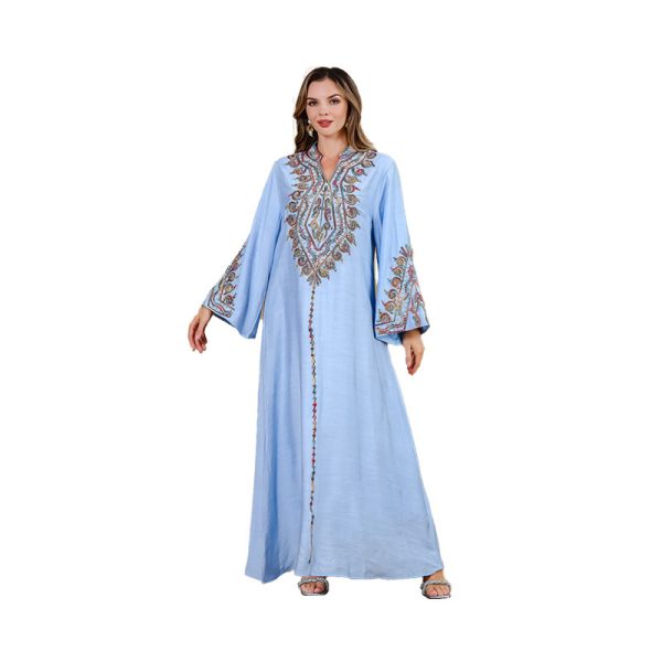 Middle East Saudi Muslim Rope Embroidered Robe Gown Elegant Dress - Image 5