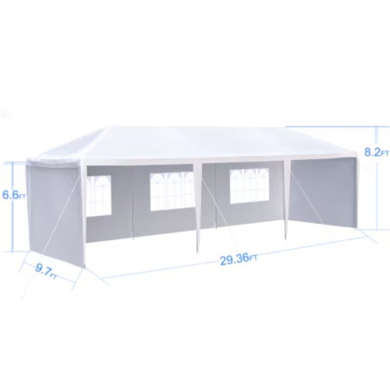 10×30 Foot Party Tent With 5 Removable Side Walls And 2 Zipper Doors